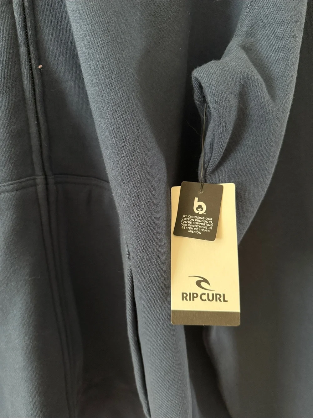 Rip Curl Navy Blue Zip-Up Hoodie with Orange Logo